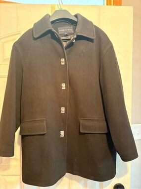 Anne Klein Women’s Black Wool Blend Pea Coat
